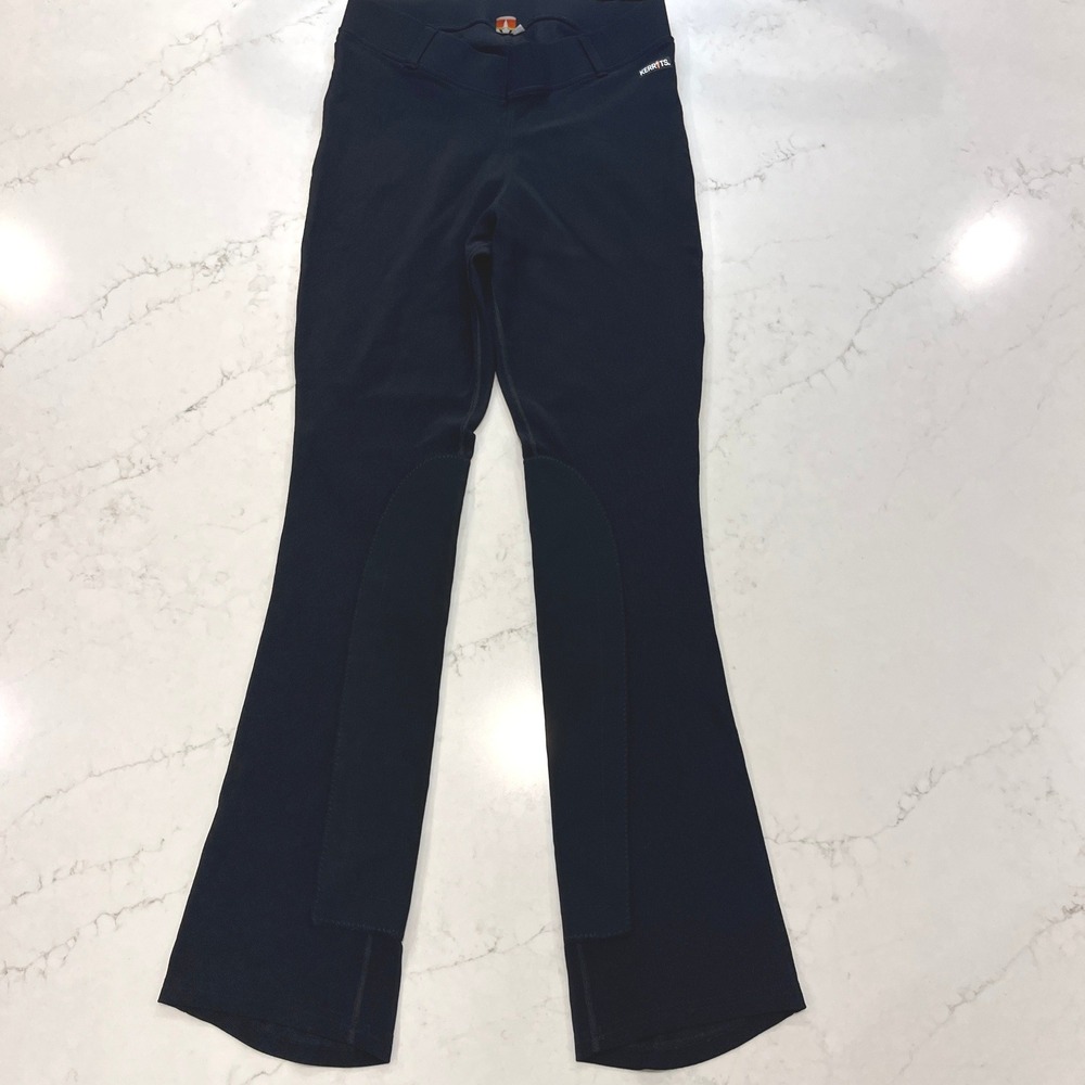 Kerrits Ribbed Riding Breeches Women XL Black Extended Knee Patch Bootcut